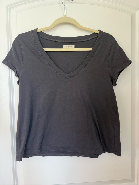Madewell Tops - Madewell Charcoal V-Neck Short Sleeve Top Small